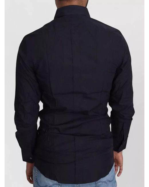 Dolce & Gabbana Blue Cotton Slim-Fit Dress Shirt for men