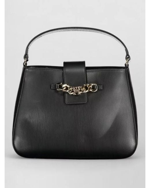 Tommy Hilfiger Black Leather Shoulder Bag