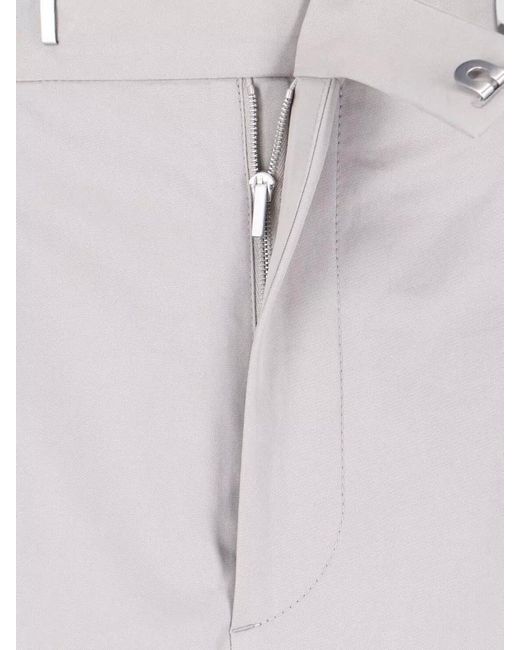 Jil Sander White Straight Trousers Belt Loops Button Detail for men