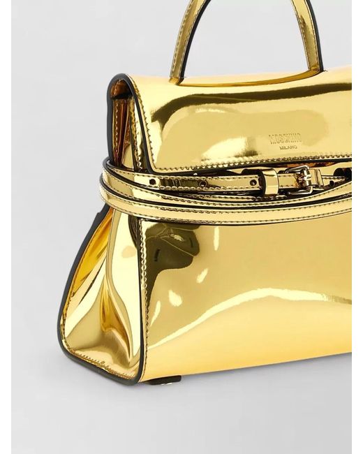 Moschino Tie Me Structured Metallic Shoulder Bag