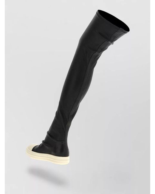 Rick Owens Black Over The Knee Leather Stretch Sneakers