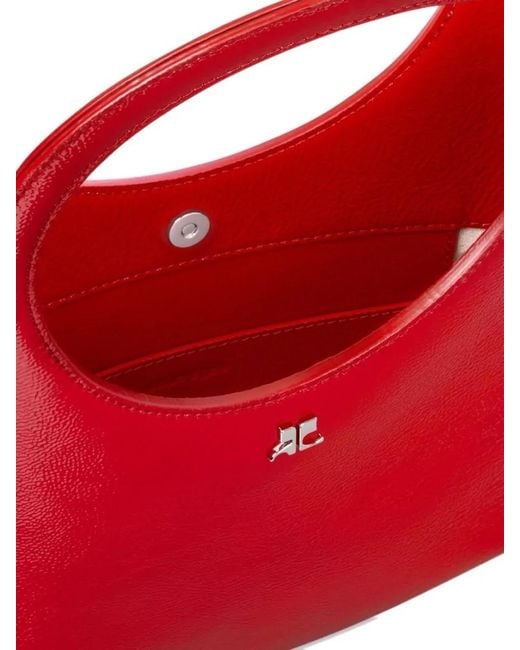 Courreges Red Shoulder Bag Buckle Detail Circular Handle