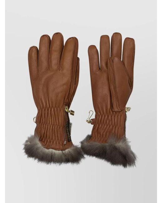 Restelli Brown Leather Ski Gloves