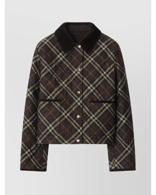 Burberry Black Cropped Nylon Jacket Check Design