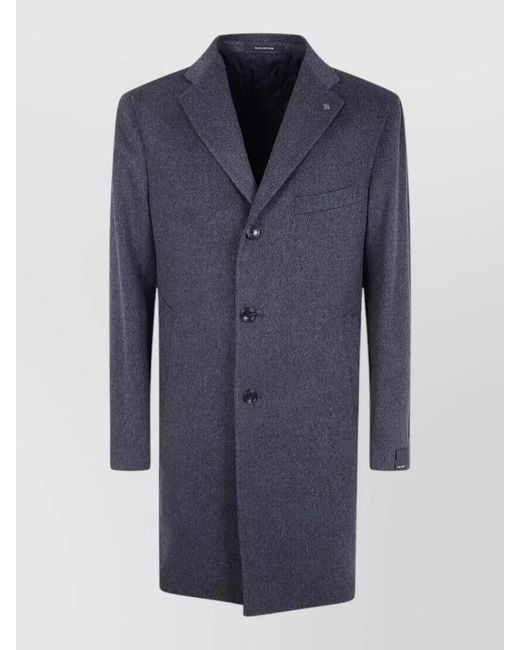 Tagliatore Blue Virgin Wool Single Breasted Coat for men