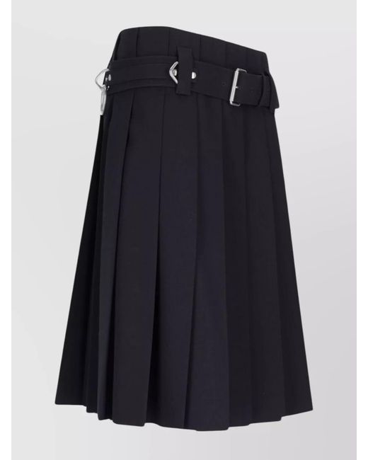 Prada Black Wool Midi Pleated Skirt