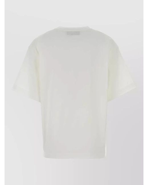 Fendi White Cotton T Shirt Short Sleeves Crew Neck Floral Appliqué