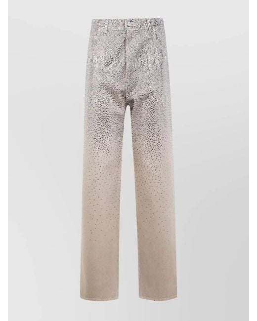 Golden Goose Deluxe Brand Gray Crystal-Embellished Denim Straight-Leg Trousers