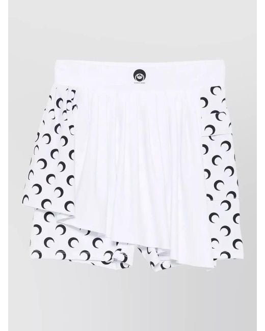 MARINE SERRE White Printed Athleisure Mini Skort