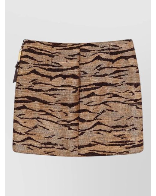 Elisabetta Franchi Metallic Mini Skirt Animal Print Embroidered Texture