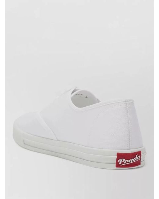 Prada White Rubber Sole Sneakers Low Top Design for men