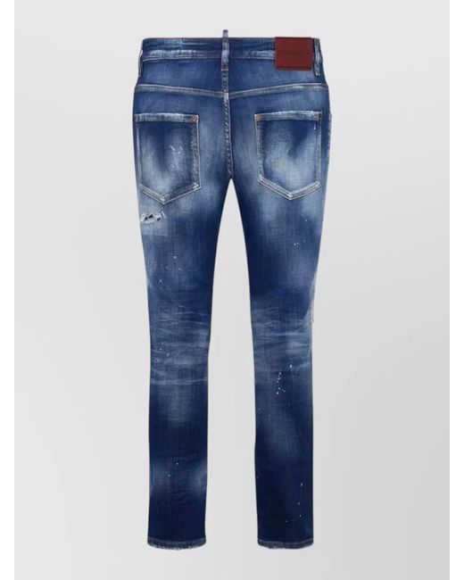 DSquared² Blue Denim Low-Rise Straight-Leg Jeans for men