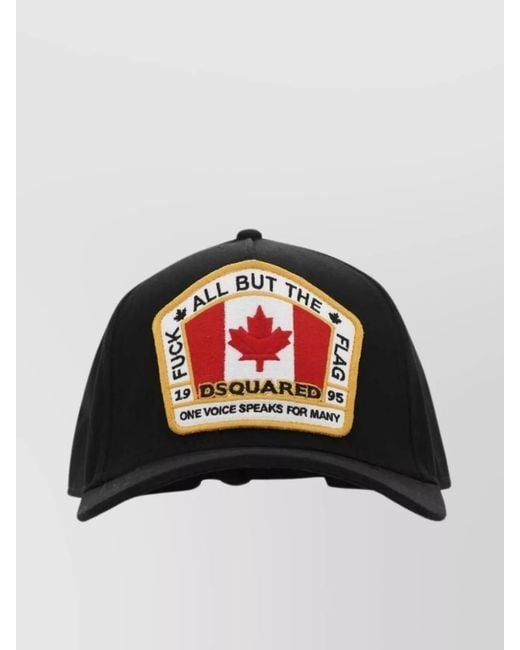 DSquared² Black Cotton Baseball Cap Curved Brim for men