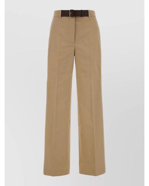 Tory Burch Natural Gabardine Wide Leg Pant Front Pleats