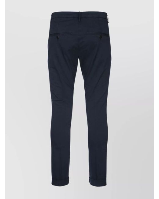 Dondup Blue Gaubert Trousers Cuffed Hem for men