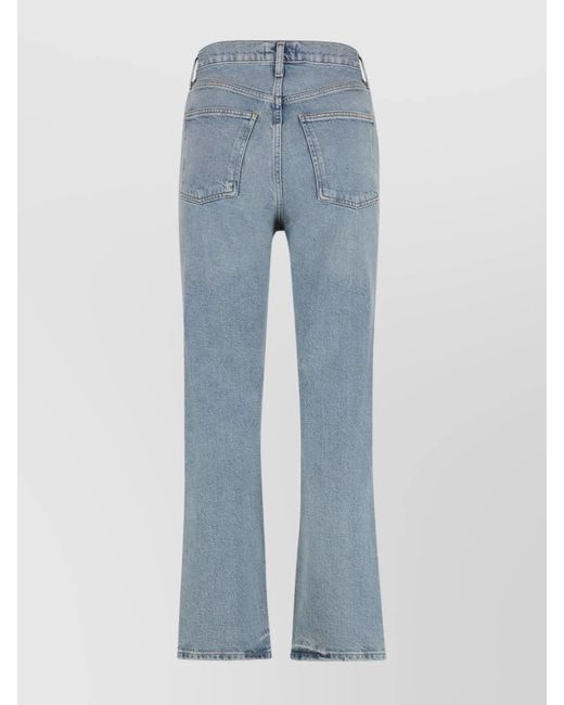 Agolde Blue Straight Leg Denim Trousers With Belt Loops