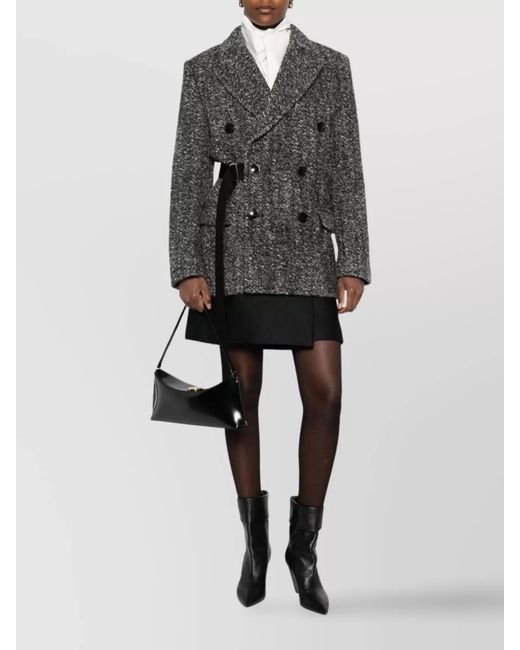 Isabel Marant Gray Wool Herringbone Double-Breasted Belted Coat
