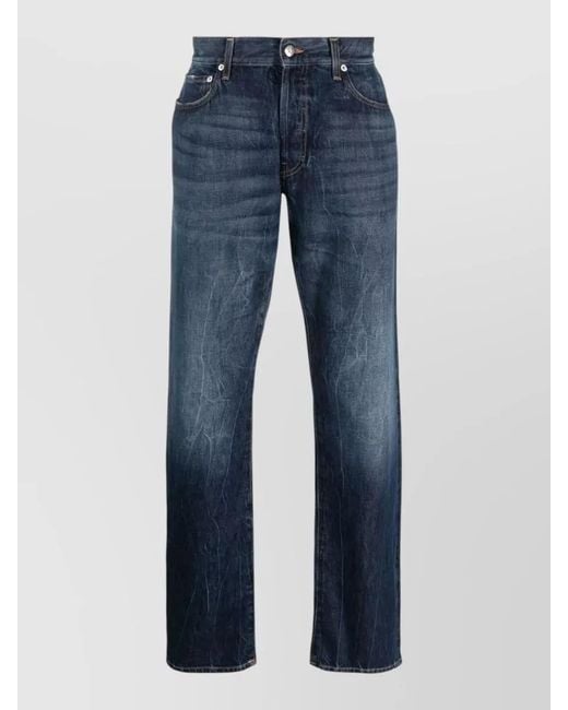 Department 5 Blue Straight Leg Denim Trousers Five Pocket for men