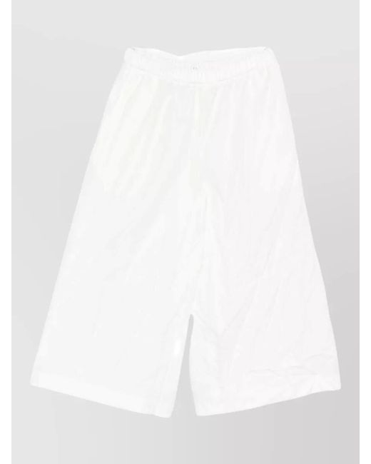 Comme des Garçons White Cropped Lightweight Wide Leg Tailored Trousers