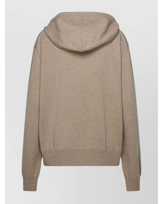 Maison Margiela Natural Cashmere Blend Sweater With Hood And Pocket