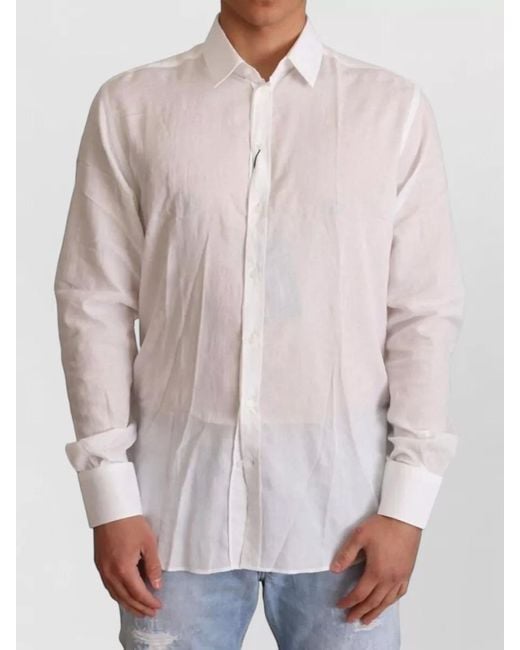 Dolce & Gabbana White Floral-Print Shirt for men