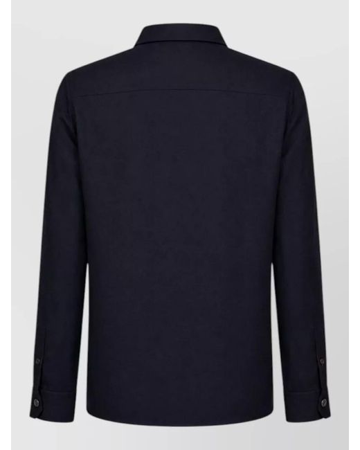 Brunello Cucinelli Blue Collared Silk Nylon Jacket Chest Pockets for men