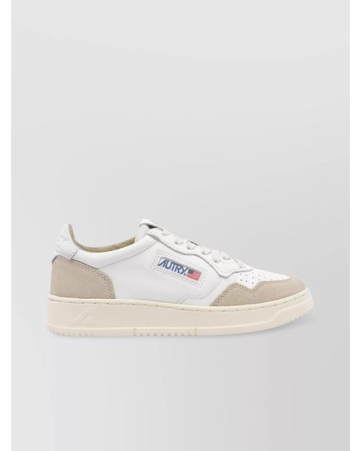 Autry Natural Low Top Leather And Suede Sneakers