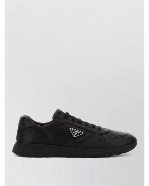 Prada Black Prax 2.0 Leather Lace Up Sneakers for men