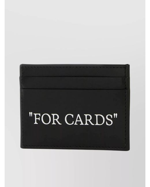 Off-White c/o Virgil Abloh Black Text Print Leather Card Holder for men