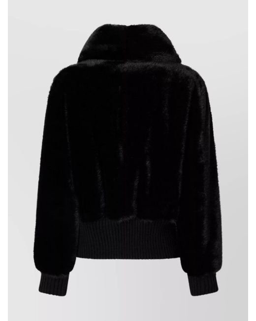 Pinko Black High Collar Long Sleeve Ribbed Cuff Jacket