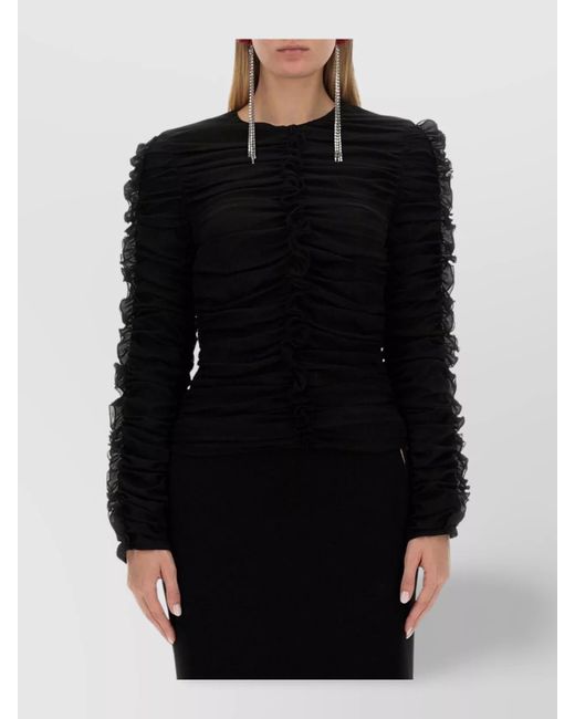Magda Butrym Black Silk Skinny-Fit Ruched Blouse