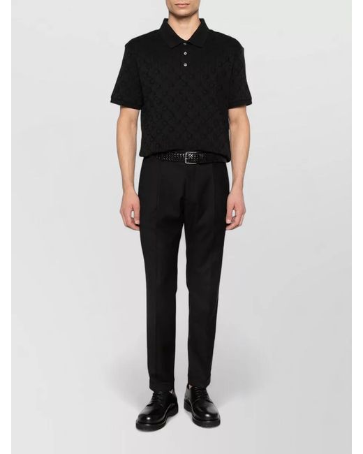 Calvin Klein Black Mercerized Jacquard Polo Shirt for men