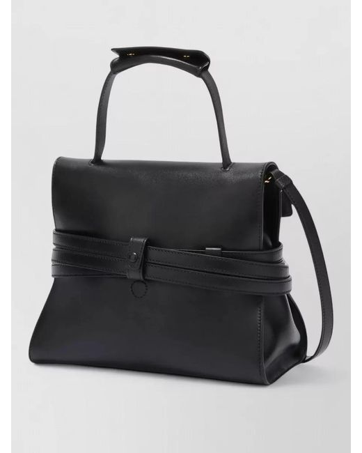 Moschino Black Nappa Shoulder Bag Adjustable Strap Top Handle