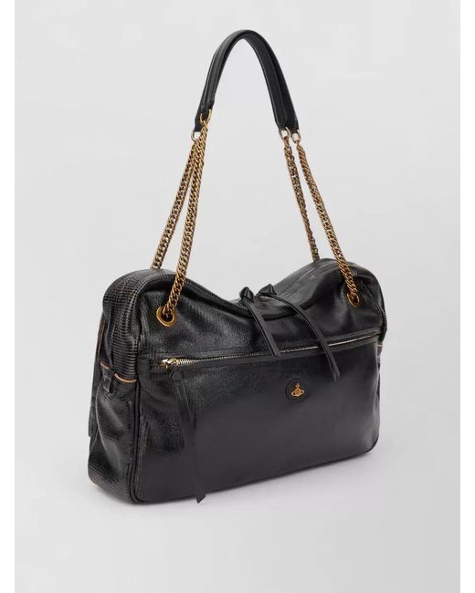 Vivienne Westwood Black Dolce Leather Tote Shoulder Bag