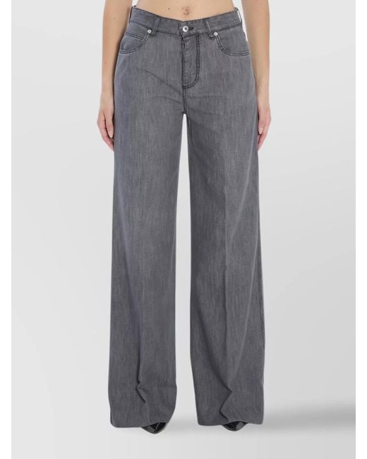Bottega Veneta Gray Wide-Leg Vintage Denim Trousers Pleats