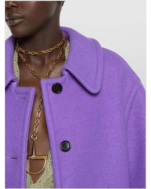 Gucci Purple Cashmere Wool Oversized Coat