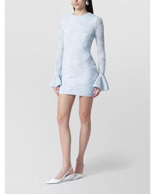 ROTATE BIRGER CHRISTENSEN Blue Mini Dress Sheer Sleeves Flared Cuffs