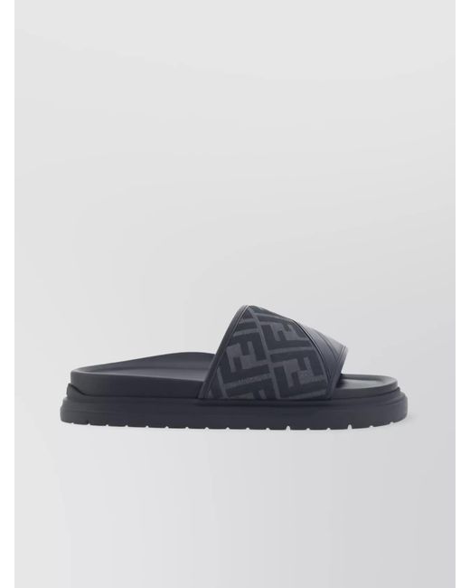 Fendi Blue Jacquard Slides for men