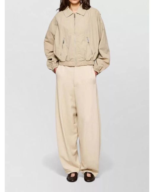 OOF WEAR Natural Nylon Bomber Jacket Collared Design Cuffs