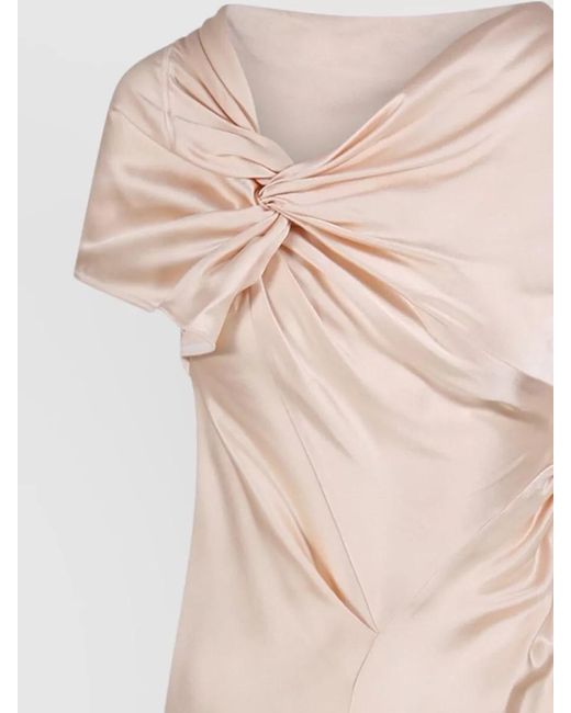 Victoria Beckham Natural Asymmetric Twist Midi Dress