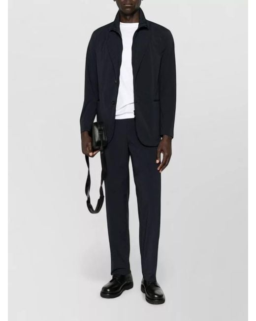 Emporio Armani Blue Nylon Tailored Trousers Slim Fit Waistband for men