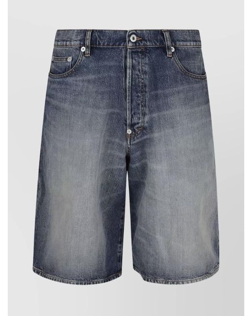 KENZO Blue Straight Denim Shorts Faded Wash for men