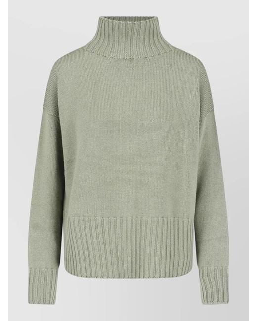 Drumohr Green Knit Top High Neck Long Sleeves