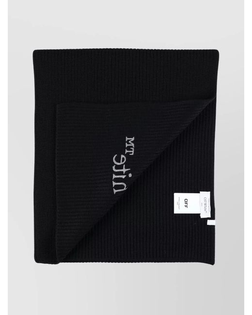 Off-White c/o Virgil Abloh Black Logo-Knit Wool Scarf for men