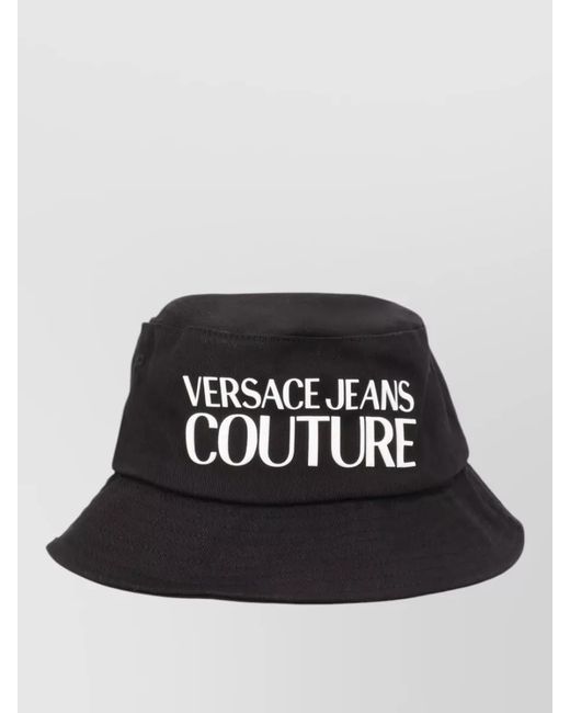 Versace Jeans Couture Black Logo Hat Wide Brim Eyelet Detailing for men