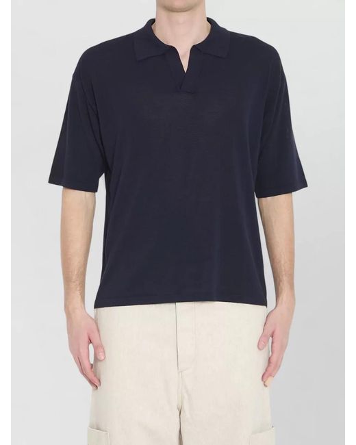 Roberto Collina Blue Cotton Polo Shirt Regular Fit Short Sleeves for men