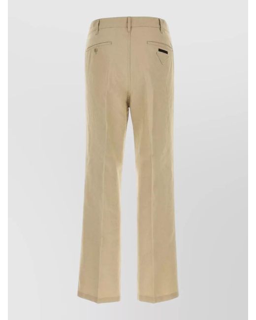 Prada Natural Linen Straight Leg Pants Belt Loops for men