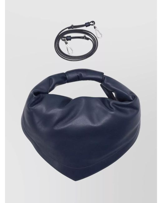 FEDERICO CINA Blue Leather Midi Shoulder Bag