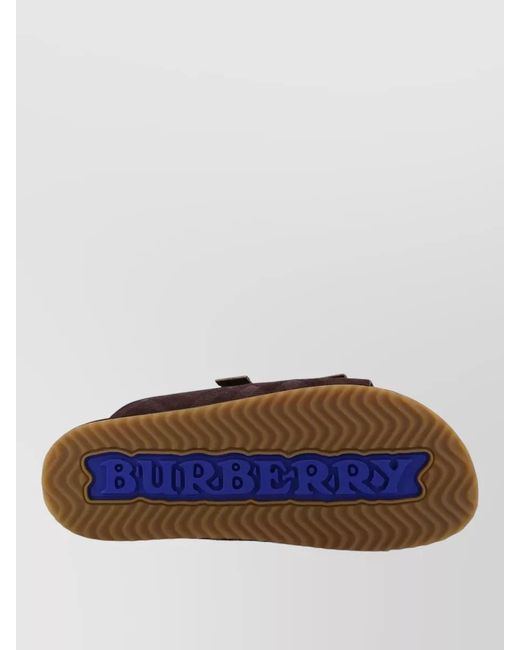 Burberry Brown Leather Check Sandals for men