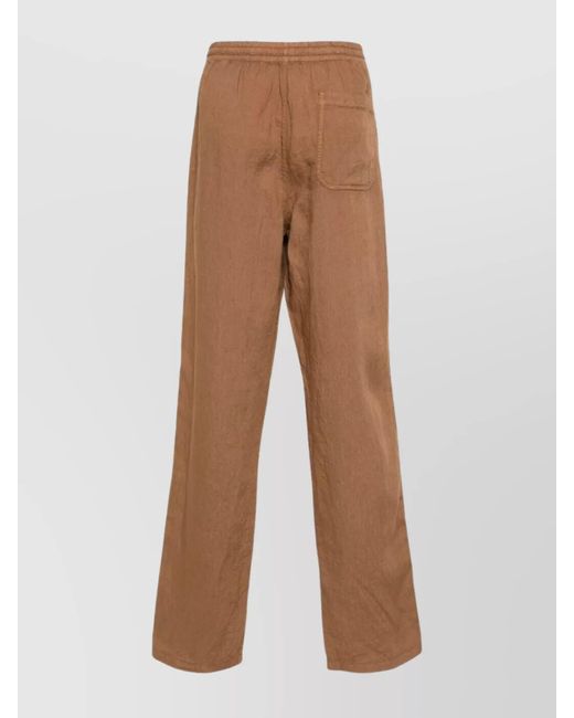 Aspesi Brown Linen Wide-Leg Trousers for men